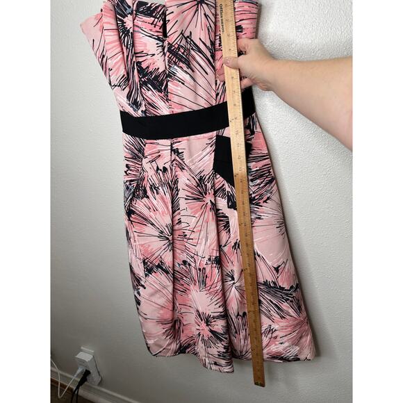 NWT Carolina Herrera Pink Black Splash Parasol Print Faille Strapless Dress S - Picture 15 of 16